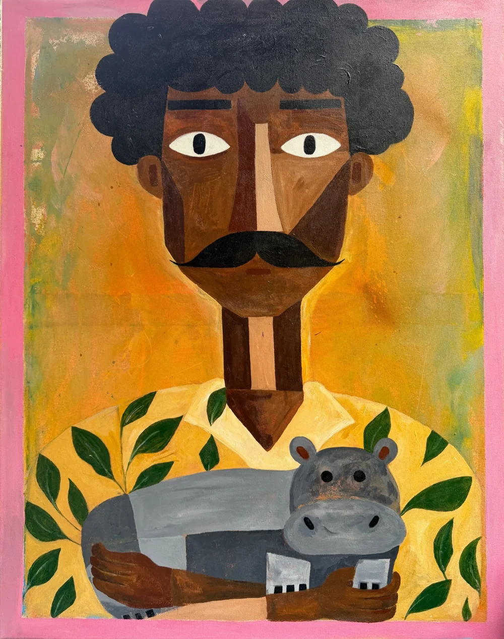 Mann mit Baby-Nilpferd, Original